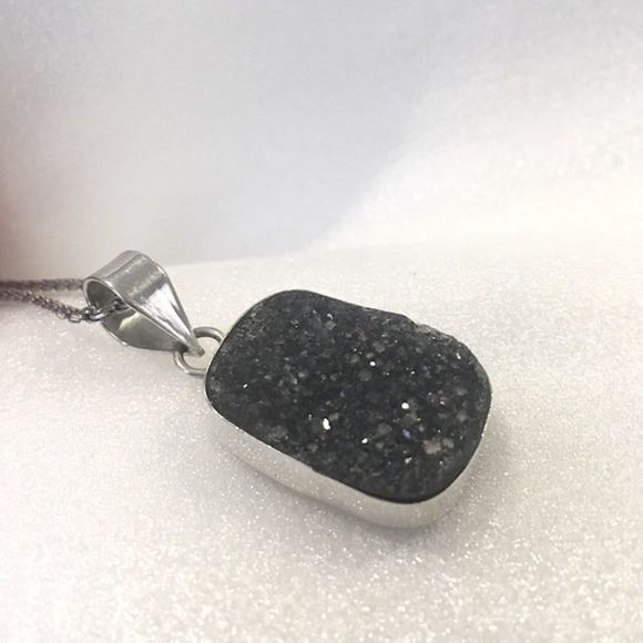 Substantial Druzy Sterling Silver Rope Necklace - Picture 4 of 7